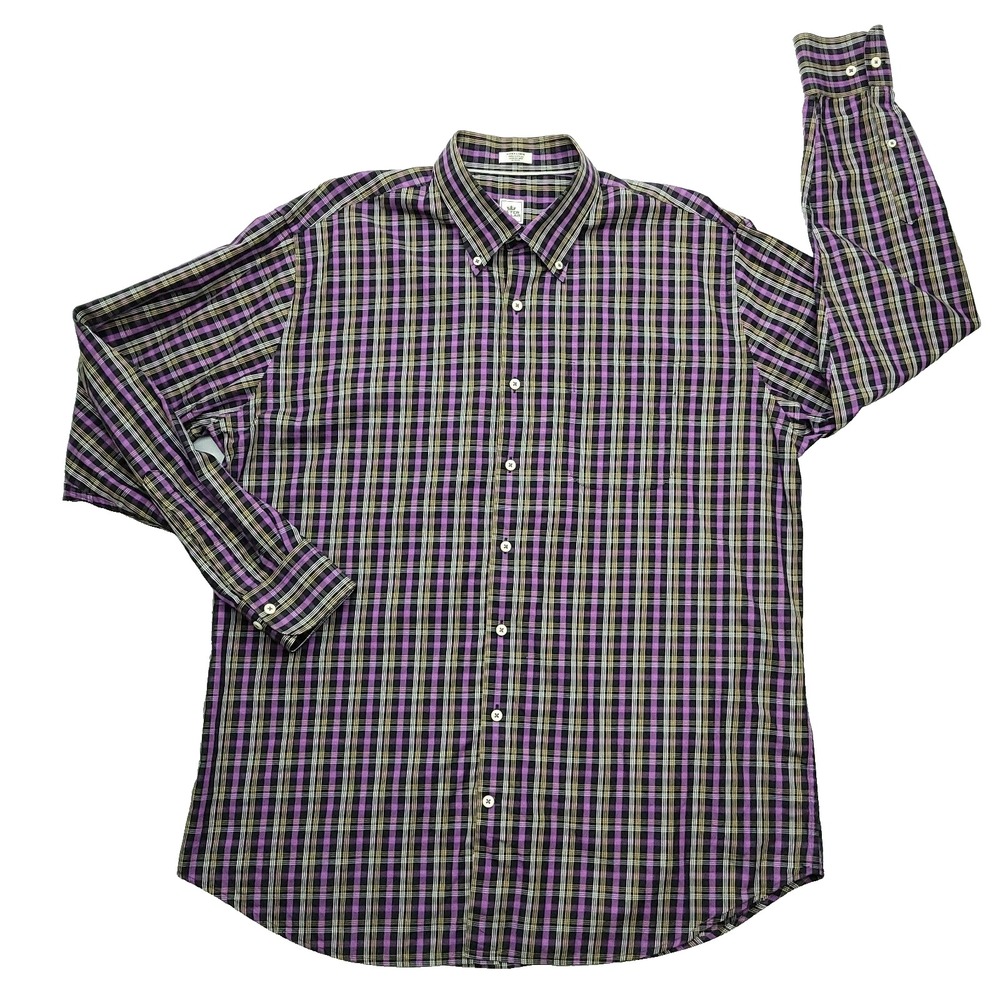 Peter Millar Shirt Men XL Multicolor Cotton Plaid Long Sleeve Dress Button Down